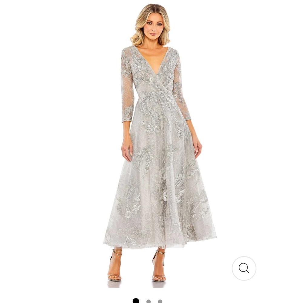FREE SHIPPING MAC DUGGAL 20336 Embellished Wrap Over 3/4 Sleeve Dress 10 NEW